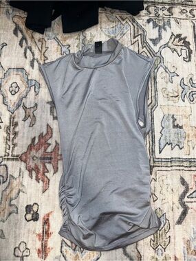 Sleeveless Silver Mock-Neck Women’s Top